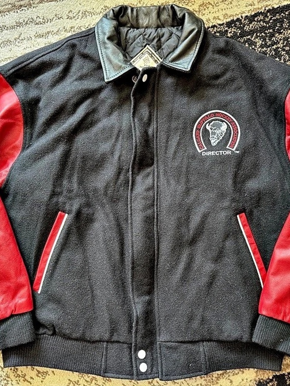 Men’s First Impressions Director Varsity Jacket Black & Red